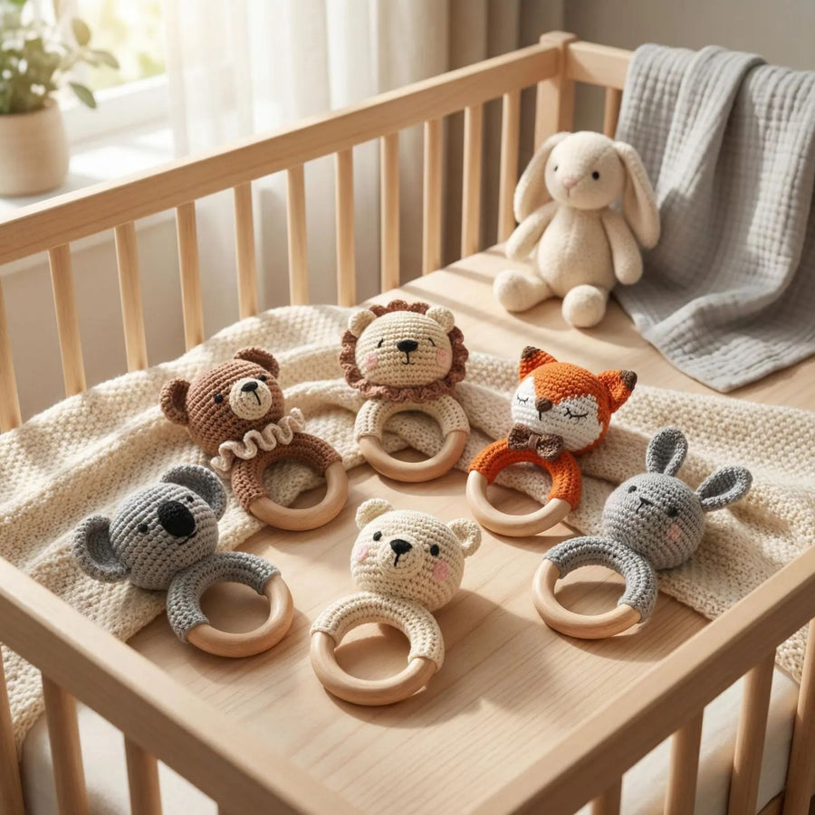 Handmade Crochet Animal Baby Rattle Teether